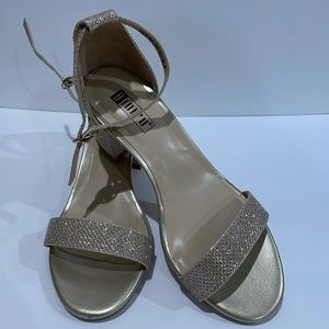 Gold, Idifu low block heels. Size 5.5
